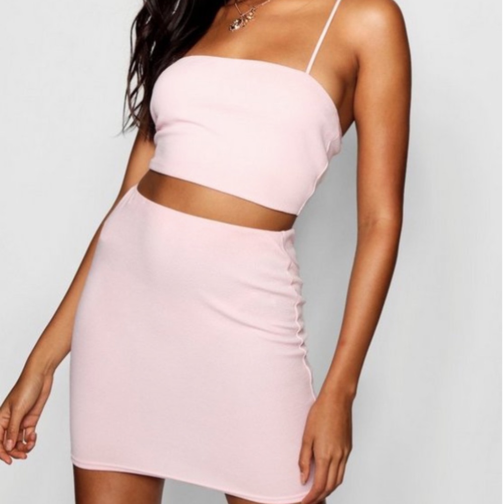 Pink Two Piece Skirt and Top Set